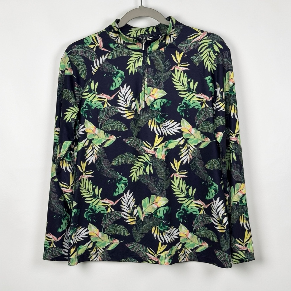Coral Bay Golf Tropical Print Long-Sleeve Performance Top Size S Outdoors Summer